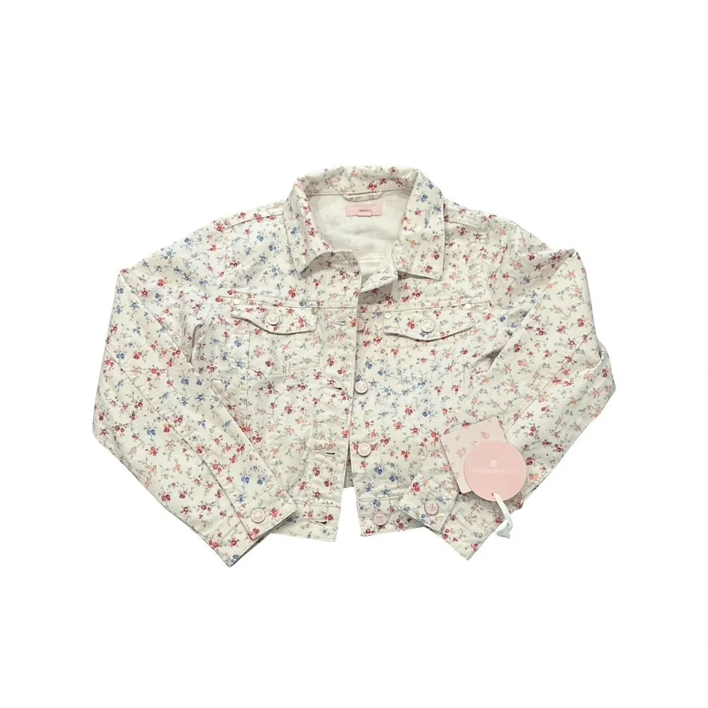 Girls' Grace Sunrise Patchwork Denim Jacket LoveShackFancy x Target Cream XXL
